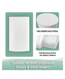 Babymoon Biodegradable Bamboo Disposable Flushable Diaper Liners - 100 Sheets 