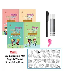 OPINA Sank Magic Reusable Tracing Book Pack of 4 With English Aplhabet Colouring Mat - English