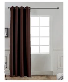 Divine Casa 7 Feet Super Satin Solid Semi Blackout Door Curtains with Metal Grommet - Chocolate Brown