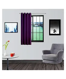 Divine Casa Micro Satin Solid Semi Blackout Window Curtains With Metal Grommet - Purple