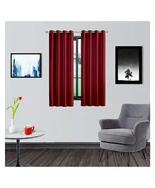 Divine Casa 5 Feet Super Satin Solid Semi Blackout Door Curtains With Metal Grommet - Maroon