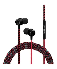 Crossloop Pro Series Braided Tangle Free Designer Earphone  - Red