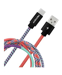 Crossloop PowerPro Designer USB A to Type-C Charging Cable - Multicolour