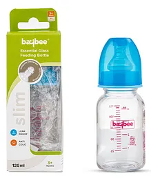 Baybee Slim Essential Glass Baby Feeding Bottle Blue - 125 ml