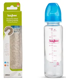 Baybee Slim Essential Glass Baby Feeding Bottle Blue - 250 ml