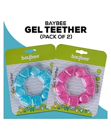 Baybee Natural Silicone Teether Pack Of 2 - Blue Pink