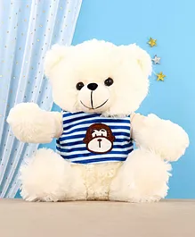 Edu Toys Bear Soft Toy Off White Blue - Height 30 cm