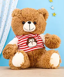 Edu Toys Bear Soft Toy Brown Red - Height 30 cm
