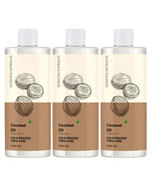 Essentia Extracts Cold Pressed Coconut Oil Bottles Pack of 3 - 3000 ml