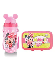 Jewel Minnie Mouse Flipper Water Bottle and Lunch Box - Pink