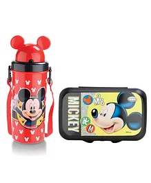 Jewel Mickie Mouse Flipper Water Bottle and Lunch Box - Black Red