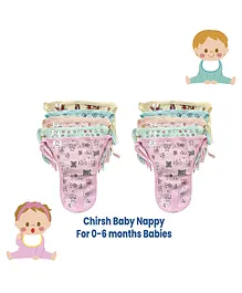 Chirsh Cotton Hosiery Washable & Reusable Nappies Pack Of 12 - Multicolour