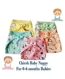 Chirsh New Born Baby Nappies Pack Of 5 - Multicolor