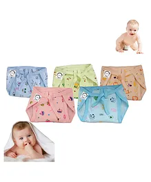 Chirsh Baby Cotton Cloth Diapers Pack Of 5 - Multicolour