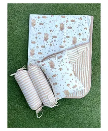 Lil Pinwheel Mini Cot Set Blanket Farm Land Print - Multicolor 