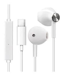 iBall Musi Comfort Wired Earphone with Mic and Type-C Interface - White