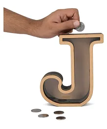 The Engraved Store J Shaped Wooden Piggy Bank - Brown