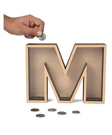 The Engraved Store Pick Your M Alphabet Wooden Piggy Bank - Brown