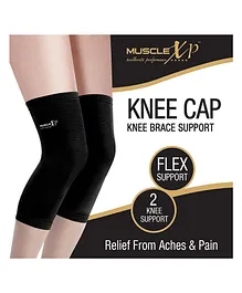MuscleXP DrFitness Knee Cap & Brace Knee Compression Support For Gym Cycling Running and  Exercise Knee Brace Joint Pain Relief  Black Large