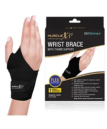 MuscleXP DrFitness Wrist Brace with Thumb Support For Gym & Workout Sports Injury & Wrist Pain Hands & Palms Compression Black