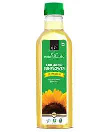 NourishVitals Organic Sunflower Cold Pressed Oil Rich In Vitamins & Minerals Food Grade Cooking Oil - 1 Litre