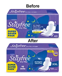 Stayfree Dry Max All Night Ultra Dry Napkins Extra Large - 42 Pieces