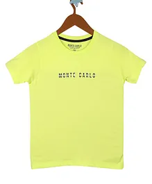 Monte Carlo Half Sleeves Solid T Shirt - Lime Green