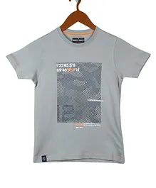 Monte Carlo Half Sleeves Latitude Print T Shirt - Grey
