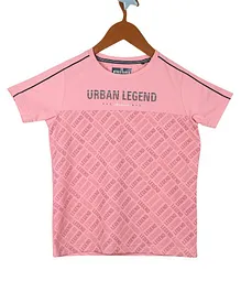 Monte Carlo Half Sleeves Urban Legend Text Printed Tee - Pink