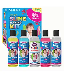 SNEKI Makes 20+ Slimes DIY Magic Toy Slime Activator Glue Gel Jelly Putty Making Kit Set for Boys Girls Kids- Multicolour