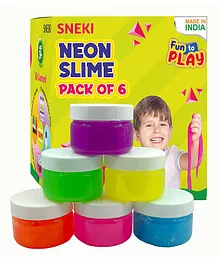 SNEKI Bright Colorful Neon Slime each Slimy Slime Gel Jelly Toy Set for Boys Girls Kids Slime Pack of 6- Multicolour  