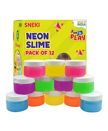 SNEKI Bright Colorful Neon Slime each Slimy Slime Gel Jelly Toy Set for Boys Girls Kids Slime Pack of 12- Multicolour 