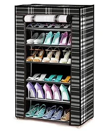 Fiddlerz Monochrome Pattern Multipurpose ShoeRack with 6 Shelves - Multicolour