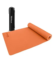 Strauss Anti Skid TPE Yoga Mat With Carry Bag 6 mm - Orange