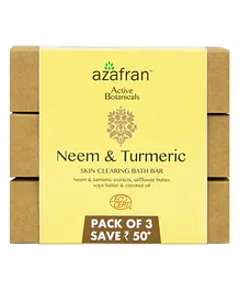 Organic Neem & Turmeric Skin Clearing Bath Bar  Pack of 3  - 100 gm each