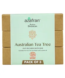 Azafrna Active Botanicals Australian Tea Tree Anti Blemish Bath Bar  Pack Of 3 - 100 gm each
