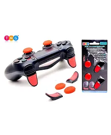 TMG Controller Analog FPS Extenders PS4 Thumbstick L2 R2 Trigger Extended Button Thumb Grips for PS4 Controller - Red