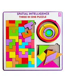 WISSEN Spatial Intelligence Three In One Board Puzzle Multicolor- 51 Pieces