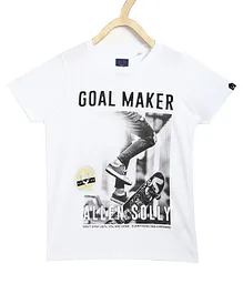 Allen Solly Juniors Half Sleeves Tee Goal Maker Print - White