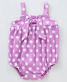Babyhug 100% Cotton Sleeveless Onesie Polka Dot Print- Purple