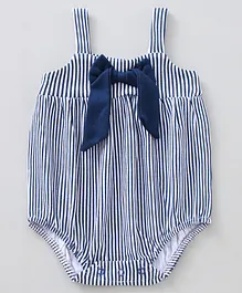 Babyhug 100% Cotton Sleeveless Striped Onesie - Navy Blue