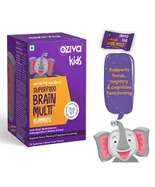 OZiva Kids Superfood Brain Multi Gummies with Ashwagandha & Brahmi) for Focus & Memory - 30 Gummies