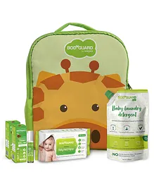 BodyGuard Printed Backpack Style Maternity Bag With Combo of Detergent Wipes & Mosquito Roll On - Green Brown