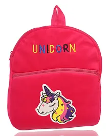 O Teddy Unicorn Plush School Bag Dark Pink - Height 14 Inches