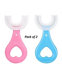 Enorme U Shaped Soft Manual Whitening Silicone Mouth Cleaning Toothbrush Pack of 2 - Multicolour
