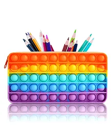 Enorme Pop Bubble Stress Relieving Silicone Pop It Toy Pencil Case - Multicolor