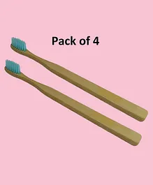 Enorme Wooden Slim Eco-Friendly BPA Free Brush Bamboo Toothbrush Pack of 4 - Brown