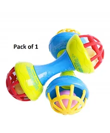 Enorme Dumbbell Rattle Teether Bell Toy Pack of 1 - Multicolor