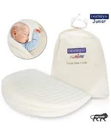 Dormyo Junior Memory Foam Baby Crib Half Wedge Pillow With Washable Soft Cover - White 