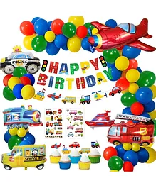 Party Propz Birthday Decoration Banners Foil Balloons & Cake Toppers Combo For 1st Birthday Multicolour - Pack of 59